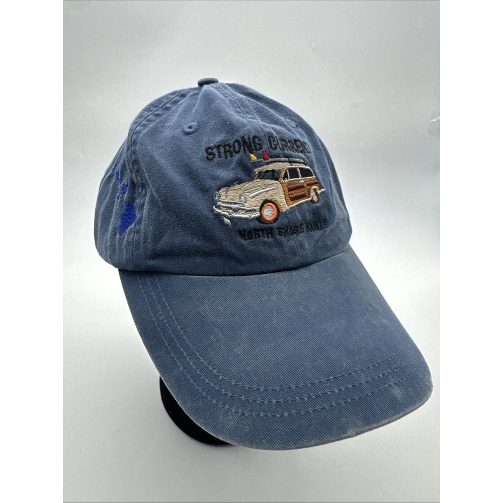 North Shore Hawaii Island Woody Car Embroidered Baseball Cap Hat Denim Blue Surf